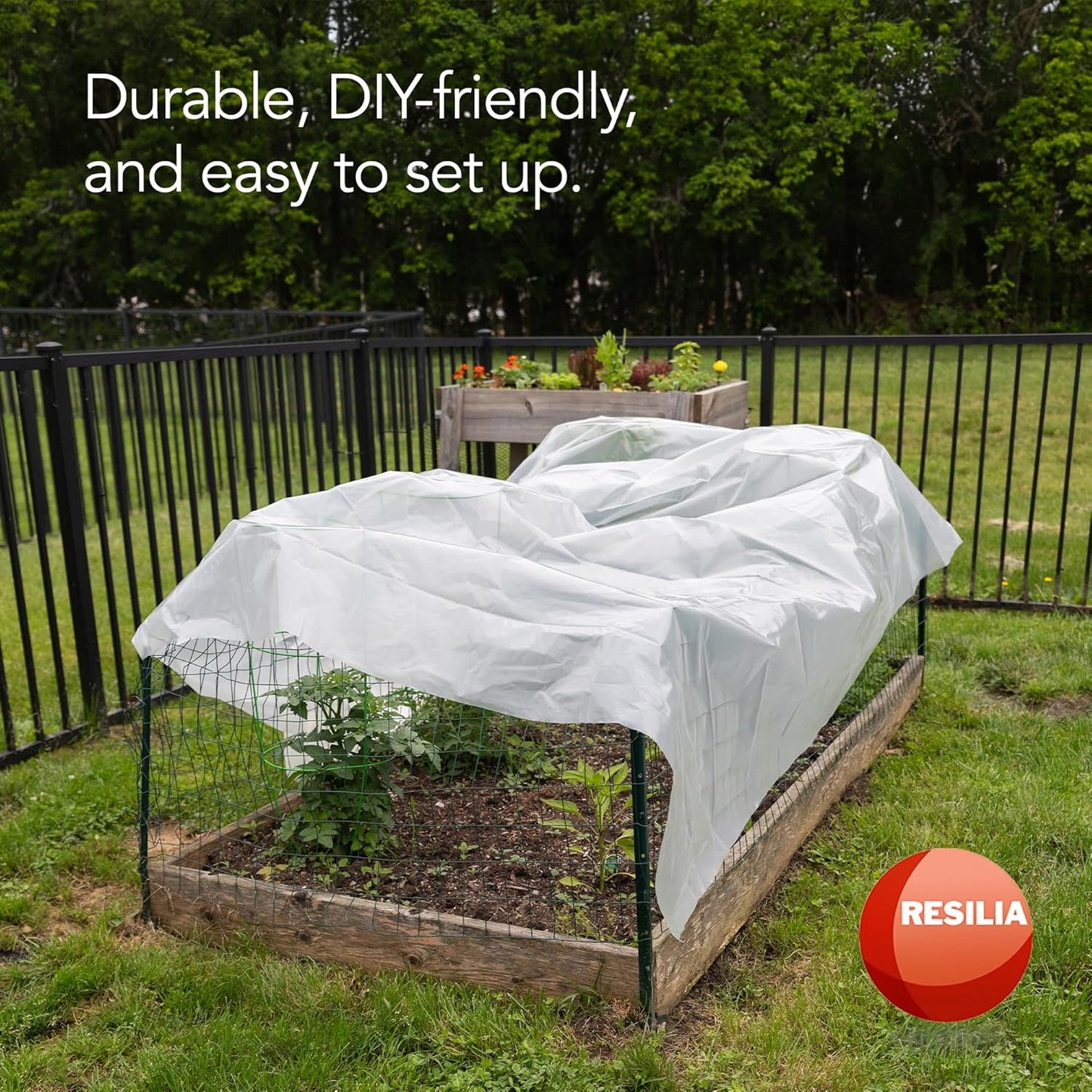 RESILIA Clear Greenhouse Sheeting - UV-Protected, Heavy-Duty Gauge Outdoor Polyethylene Cover for Weatherproofing Greenhouses, Garden, Plants, 8' by 28' Roll, 6 Mil, 0.006 Inch, Thick, Made in USA