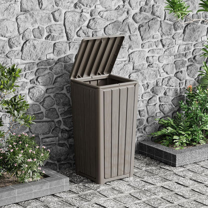 Outdoor Trash Can 23 Gallon Garbage Can with Lid Waterproof Resin Garbage Patio Waste Bin for Garden, Backyard, Deck,Gray