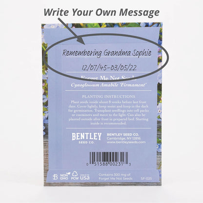Bentley Seed Co. | Seeds of Remembrance | Pre Filled Non-GMO, Non-Coated Forget Me Not Seeds Packets | Perfect Memorial Service Giveaways and Celebration of Life Decorations | Pack of 25