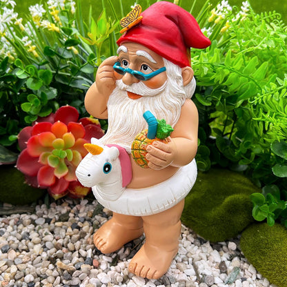 Mood Lab Garden Gnome with Unicorn - Funny Gnome Statue - 9 Inch Tall Lawn Figurine - for Outdoor or House Decor