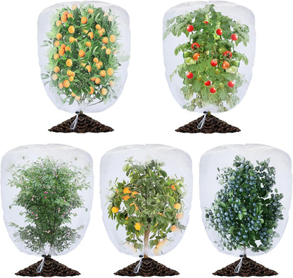 5 Pack Garden Plant Fruits Tree Protection Netting Covers with Drawstring, 3.3 x 2.7Ft Bird Insect Netting Bag, Plant Netting Barrier for Fruit/Flower/Herb/Vegetables (3.3 x 2.7Ft)