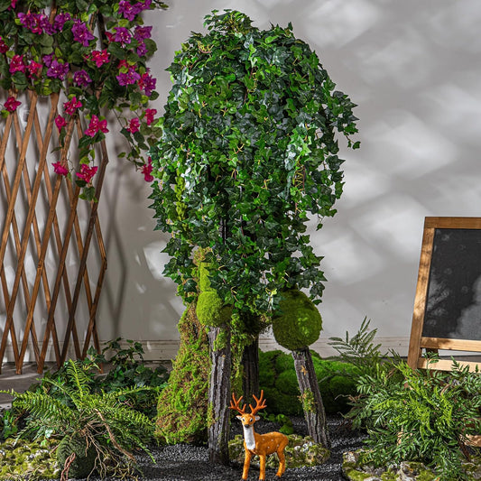 2PCS Fake Plants Decor,Artificial Morning Glory for Home Decor Indoor,Fake Ivy Plants Realistic