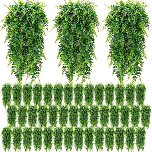 Geosar 88 Pcs Artificial Hanging Plants 32 Inch Hanging Boston Ferns Plastic Fake Plants for Wall