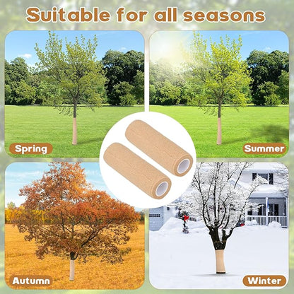 4 Rolls Burlap Tree Wrap - 6" X 157" Gardening Burlap Roll Winter Outdoor Trunks and Shrubs Protection Wraps Protection Tree Covers for Freeze, Frost & Wind Protection