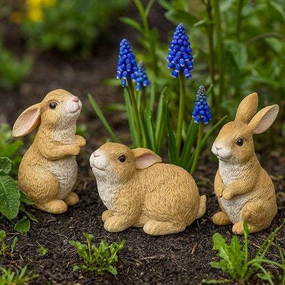 Sullivans Outdoor Garden Bunny Set of 3, 3.75" & 5" Spring Easter Bunnies Decoration Figurines for Gardens, Yard, Small Light Weight Baby Rabbit Garden Statues for Outside Patio, Porch, or Flower Pots