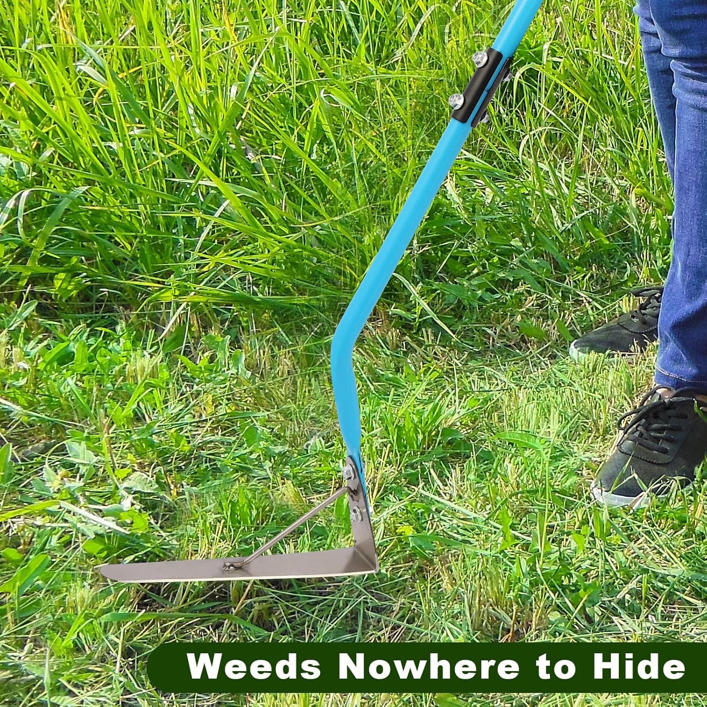 sancat Weed Cutter,Weeder with Double-Edged 304 Stainless Steel Sharp Blade, Manual Weed wracker, Long Sickle with 41’’ Soft Rubber Handle, Garden Tool for Grass