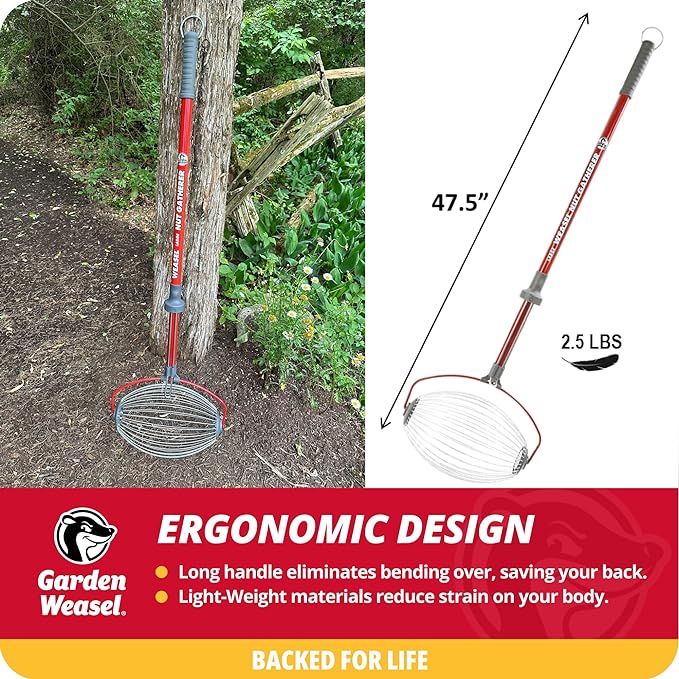 Garden Weasel Nut Gatherer - Large Cage | Pick Up Walnuts, Small Apples, Citrus Fruits, Tennis Balls | Nut Collector and Picker Upper Roller with Cage Spreader | 95404