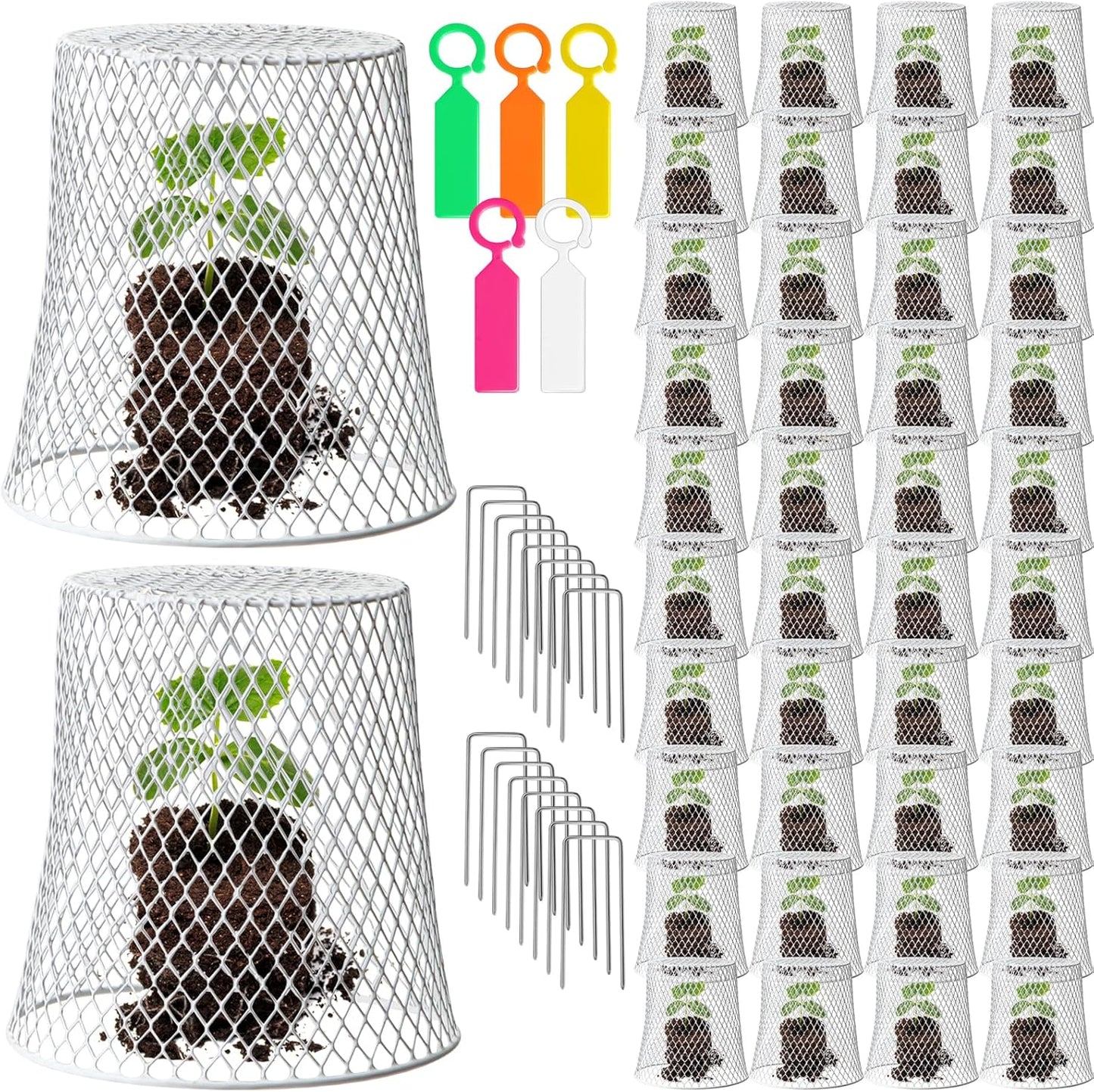 40 Pcs 9 inch Chicken Wire Plant Covers Bulk,Wire Garden Cloches Chicken Wire Cloche Plant Protector Metal Heavy Duty Garden Plant Cloche for Keeping Bunnies Chicken Squirrels Birds Other Out