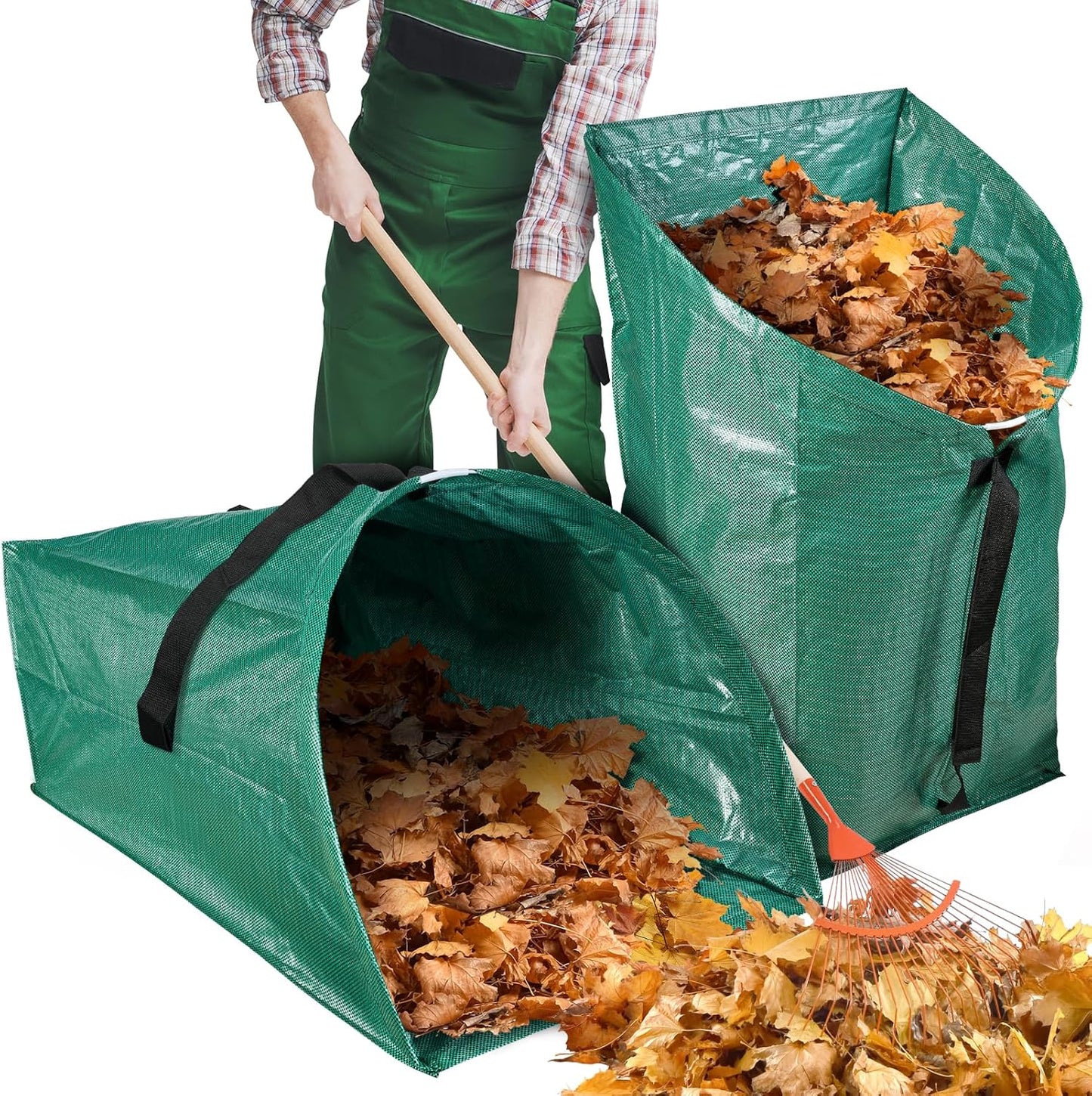 2 Pack 60 Gallon Leaf Collector,Collapsible Lawn & Leaf Bag,Heavy Leaves Pick up Tool Reusable Yard Waste Bags,Large Yard Dustpan Type Garden Bag for Leaves,Debris,Grass,Clippings,Lawn Trash