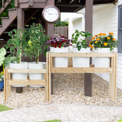 Greenes Fence Two-Tiers Five Bucket Elevated Cedar Wood Garden Frame, 69 in. x 16 in. x 30 in. - Made in USA with North American Cedar