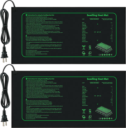Seedling Heat Mat for Seed Starting,10" x 20.75" Waterproof Heating Pad for Indoor Plants Germination (Black 2 Pack)