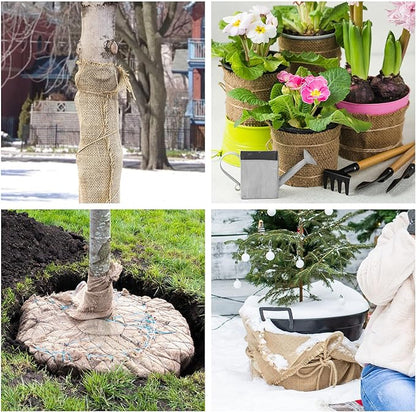 Natural Burlap Plant Covers Freeze Protection,Burlap Winter Frost Plant Blankets for Trees and Shrubs Winter Protection (15.7 INx19.7 FT)