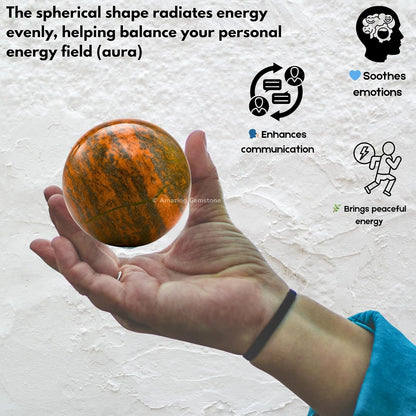 Amazing Gemstone Unakite Crystal Ball with Stand - 2 Inches Crystal Sphere Meditation Balls for Witchcraft and Decorative Balls