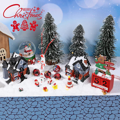 Marspark Christmas Village Accessories 5 x 50 Inch Christmas Miniature Road Village Street Mat Xmas Snow Street Decorations for Little Landscape(White Gravel Road Style)