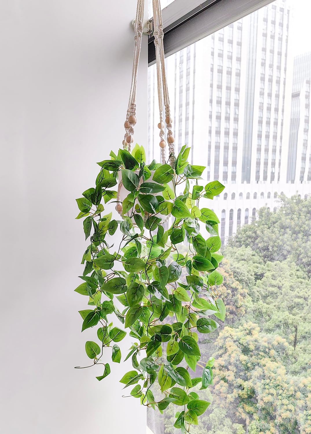 Fake Hanging Plants Artificial Plants for Home Decor Macrame Plant Hanger with Fake Vines Faux Hanging Planter Greenery for Wall Ceiling Bedroom Bathroom Kitchen Office Boho Decor Indoor
