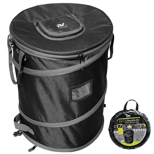 Collapsible Bin Trash & Recycle/Utility, Perfect for Camping, Laundry, Storage and Garden, Waterproof Vinyl and Tear Resistance, Trash and/or Recycle, Two 13 Gallon Bags