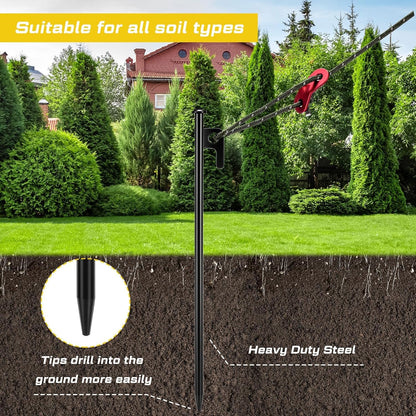Suzile 120 Pcs Tree Stake Kit, Heavy Duty Tree Staking and Supports for Leaning Trees Include 11. 8'' Steel Stakes 15. 8'' Support Straps 13. 12 ft Rope for Anchoring Hurricane Protection (Army Green)
