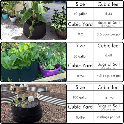 Gardzen 2-Pack 40 Gallon Grow Bags, Aeration Fabric Pots with Handles, Pot for Plants