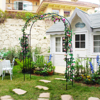 7.9 Ft H x 5.9 Ft W Garden Arch for Climbing Vines Lightweight Metal+PE Coated Arbor Archway Trellis Flower Frame Plants Vine Frame Rose Support Outdoor Easy to Assemble, Black