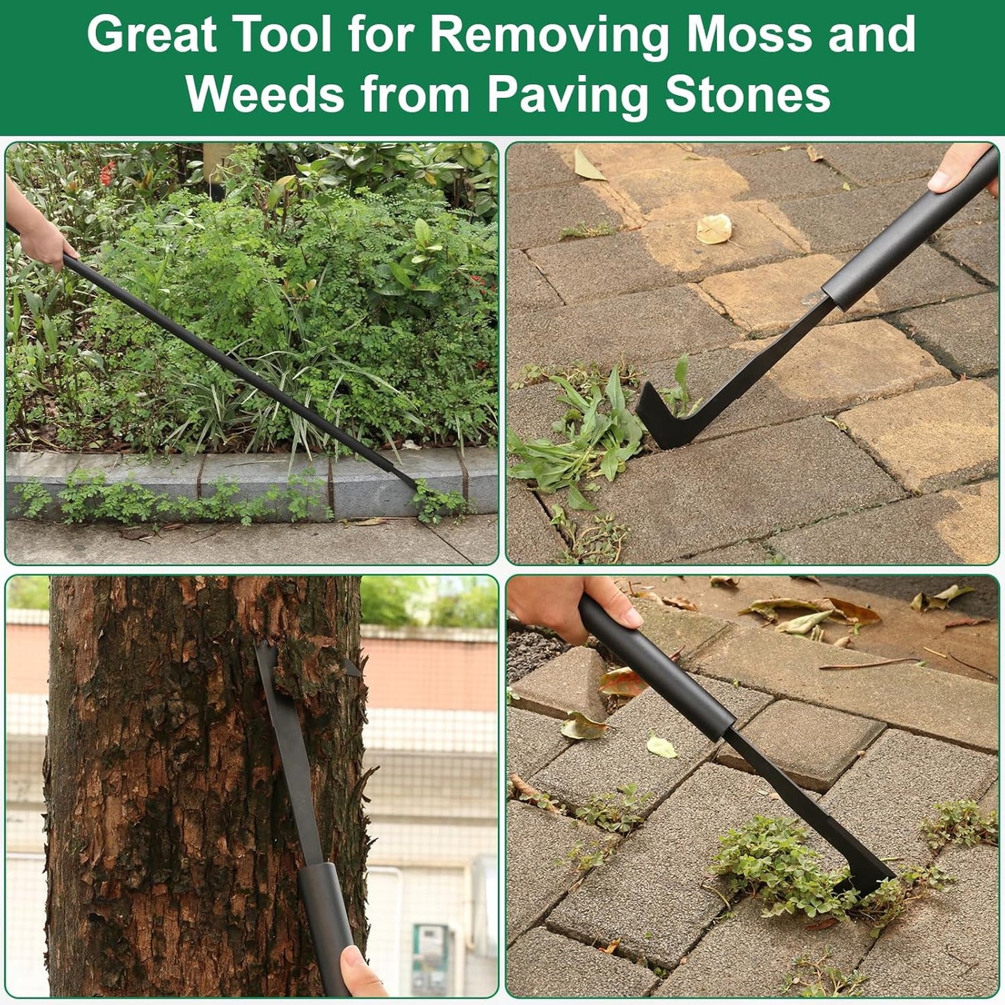 49.2” Long Handle Crack Weeder, 3 Adjustable Length Crevice Weeding Tool Manual Weeder Puller for Sidewalk, Paver, Wall Gaps, Lawn Yard Gardening Tool (Black)