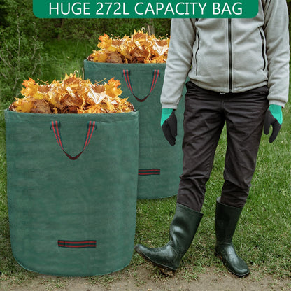 6 Pack 72 Gallons Reusable Garden Waste Bags with Coated Gloves, Heavy Duty Leaf Bags 4 Handles Lawn Yard Bags for Loading Leaf,Trash,Yard Waste Bags (H30" X D26")