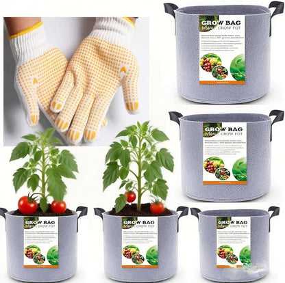 Grow Bags,Gallon Pot,Gallon Grow Bag,Fabric Plant Vegetable Pots with Handles,2-12 Nursery Pot Gallon Grow Bags with 1 Non-Slip Gardening Gloves,5pcs(12 Gallon)