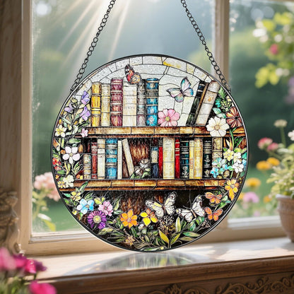 8'' Stained Glass Suncatcher Ornament, Stained Glass Window Hanging, Sun Catchers for Windows Hanging Ornaments, Window Decor | Book Club Gift, Fantasy Book Lover Gift, Reader Gifts