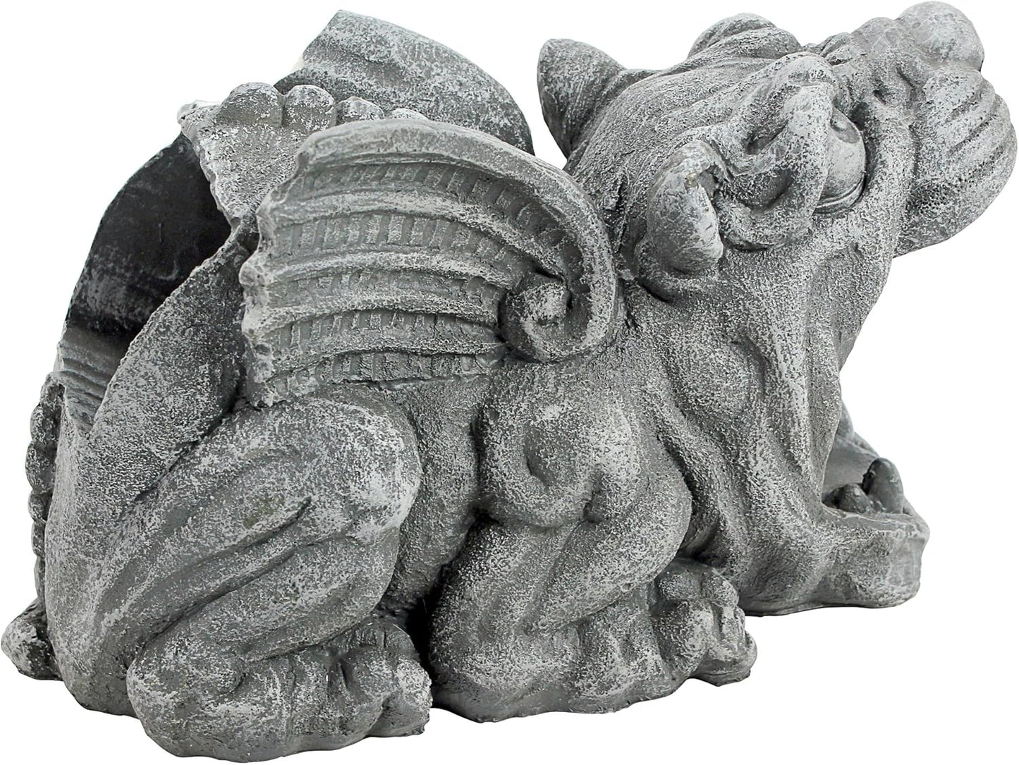 Design Toscano Roland the Gothic Gargoyle Gutter Guardian Rain Downspout Extension Outdoor Statue, 10 Inch Long, Cast Stone Resin, Grey Stone Finish