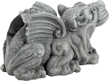 Design Toscano Roland the Gothic Gargoyle Gutter Guardian Rain Downspout Extension Outdoor Statue, 10 Inch Long, Cast Stone Resin, Grey Stone Finish