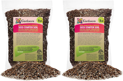 Premium Organic Seed Starter Soil - 10 Quart - All-Purpose Organic Potting Soil for Happy Seedlings and Plants by Gardenera (2 Bags of 5 Quart)