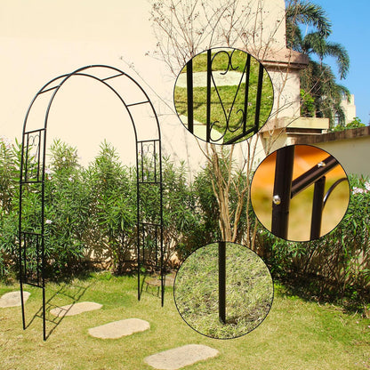 6.9ft H X 4.1ft W Metal Garden Arch Trellis, Garden Arbor for Climbing Plants, Wedding Arch Arbor for Lawn, Party, Backyard Decoration, Black