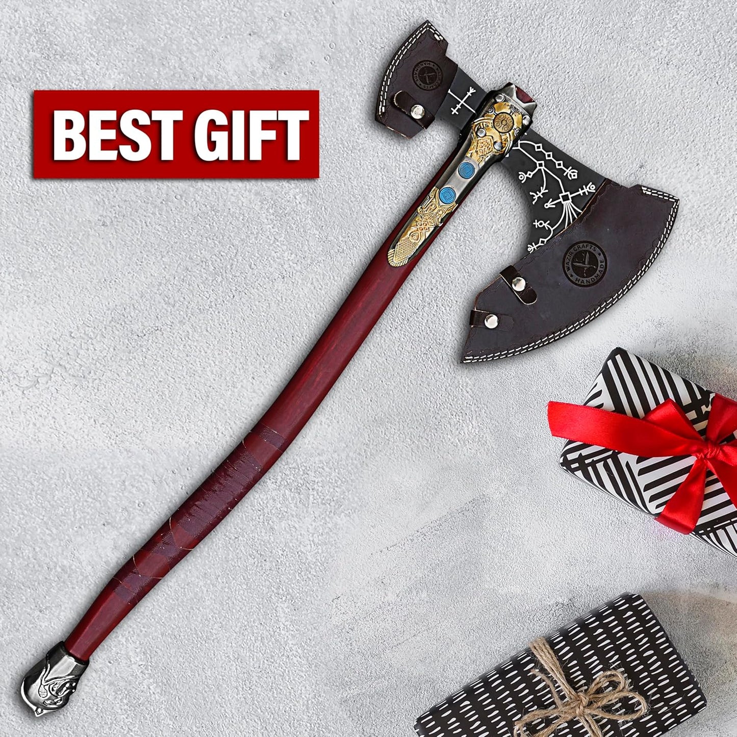WAZIR Crafts 35" Handmade Kratos Viking Axe, God of War, Viking Axe, Cosplay Axe, Cosplay Armor, Cosplay Weapon, Prop, Replica, Kratos Weapon, (WCA-026)