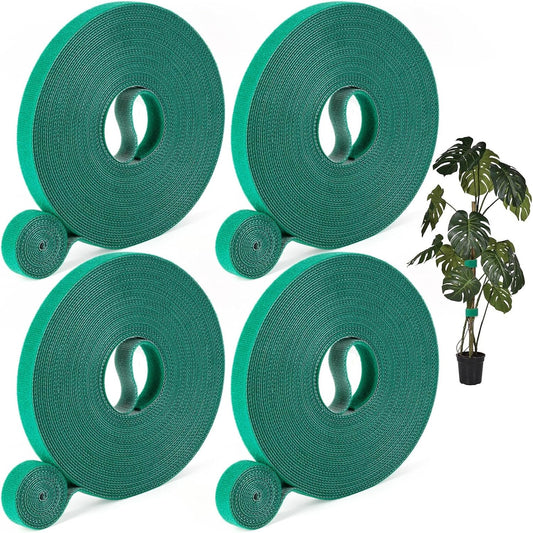 4 Roll Plant Tape Garden Ties, 131 Ft Green Plant Ties for Climbing Plants, 1/2" Adjustable Twist