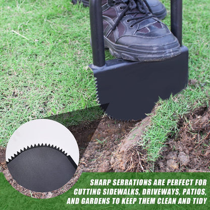 Height Adjustable Garden Edger Tool, Hand Steel Edger, Half Moon Lawn Edger, Saw-Tooth with Very Sharp Blade Manual Edger