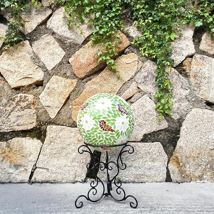 9" Metal Gazing Ball Stand, Scroll Gazing Globe Stand for 10 or 12 Inches Garden Gazing Globes, Indoor/Outdoor Gazing Ball Display Holder, Black