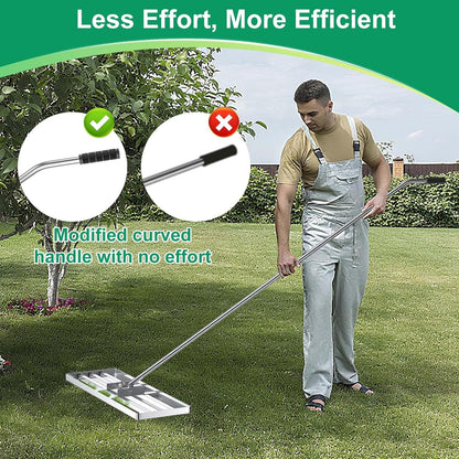 Lawn Leveling Rake, Lawn Leveler Tool with 6.5ft Handle Rakes, 304Stainless Steel Yard Leveling Rake, Heavy Duty Soil Leveling Rakes for Backyard, Garden, Farm, Pasture (35x10inch-6.5FT)