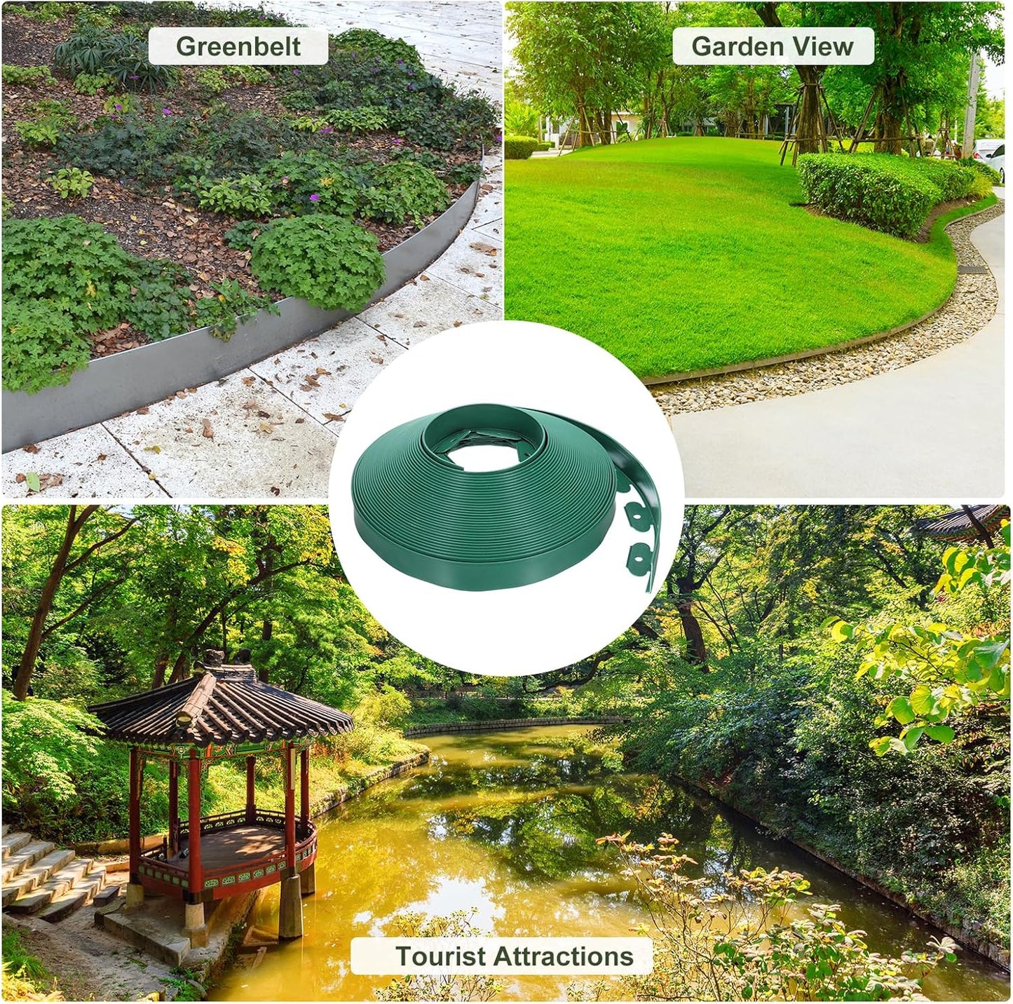 uxcell Landscape Edging, 1Pcs 100FT x 2" - No Dig Garden Edging Kit with 93 Stakes, Landscape Edging Border for Garden Lawn Flower Bed Yard Grass (Green)