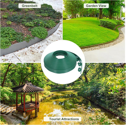 uxcell Landscape Edging, 1Pcs 100FT x 2" - No Dig Garden Edging Kit with 93 Stakes, Landscape Edging Border for Garden Lawn Flower Bed Yard Grass (Green)