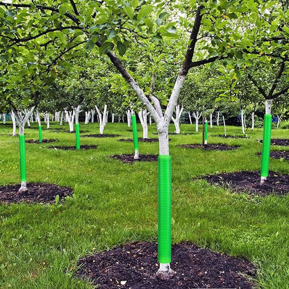 Menkxi 20 Pcs Corrugated Tree Guards Tubes Plastic Saplings Tree Trunk Protectors Wraps to Protect Bark from Deer, Sapling from Rodents, Mowers, Animals (15.7 x 2,Army Green)