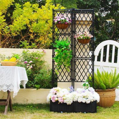 Planter with Trellis - Raised Garden Bed with Trellis 70.9" H x 31.5" L x 15.7" W, Privacy Screen Planter Box with Drainage Hole, Outdoor Raised Garden Bed for Climbing Plants Metal+PE Coated