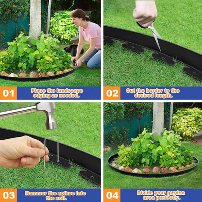 2 Inch x 33 FT (Multiple Sizes Available) Landscape Edging, Garden Edging Borders with 40pcs Upgrade Stakes, Flexible No Dig Plastic Garden Border for Lawn, Landscaping, Flower Beds, tree and Yard