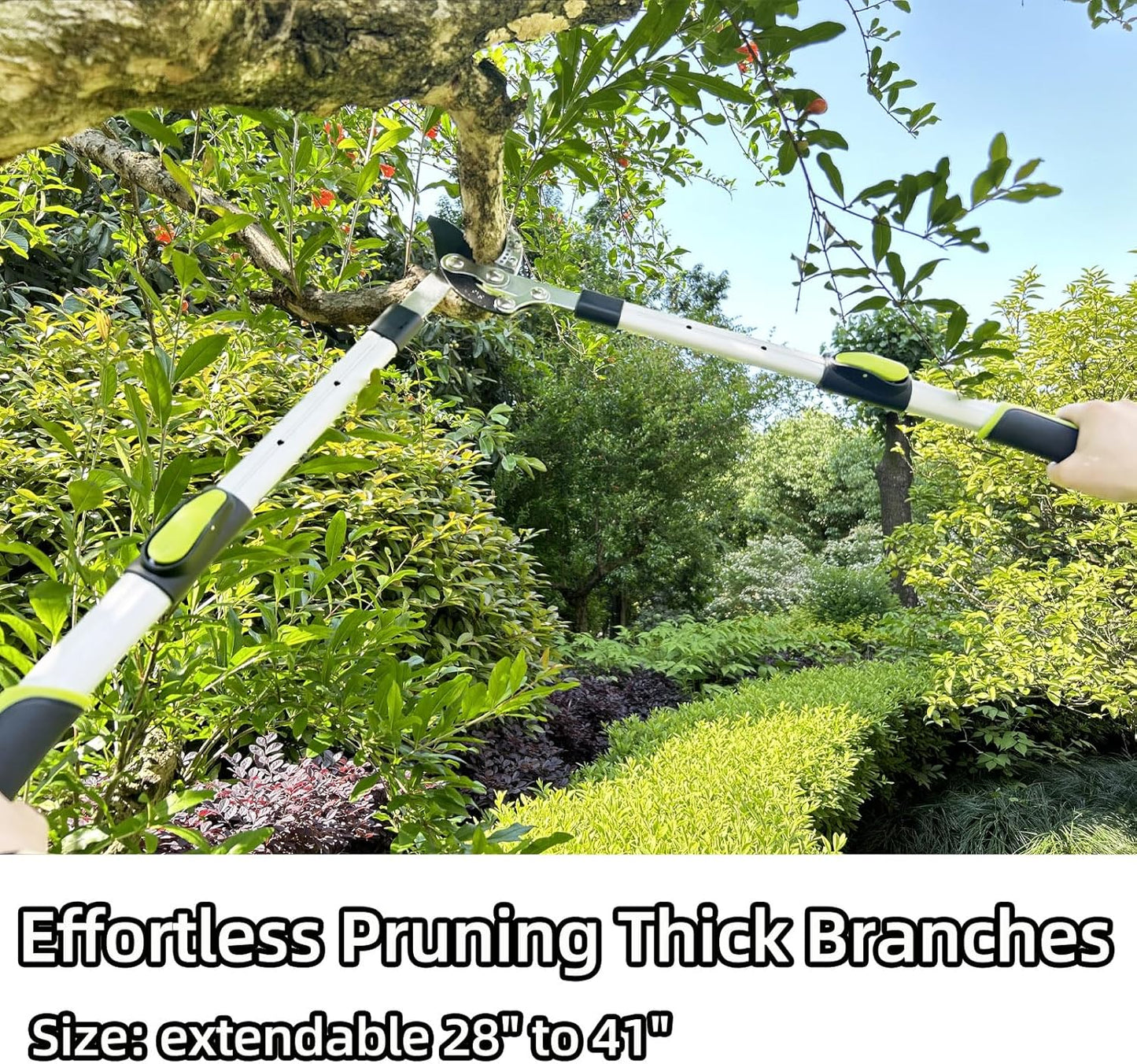Loppers for Tree Trimming Heavy Duty Branch Cutter with Compound Action, Effortless Tree Pruner Extendable 28-41" Loppers for Gardening, Long Handle Pruning Shears with 2" Clean Cut Capacity