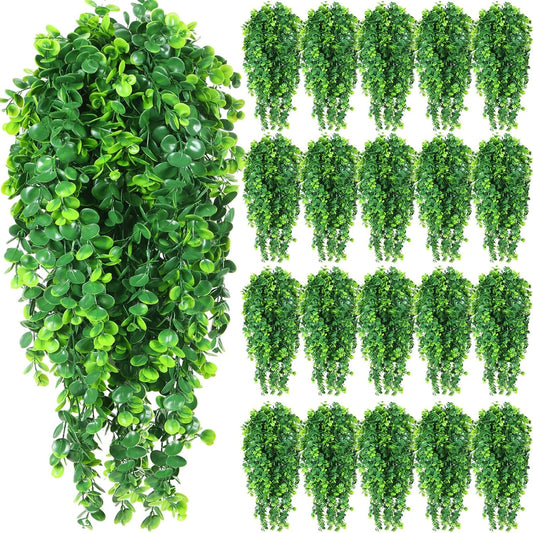 Hoteam 24 Pcs Artificial Hanging Plants 32 Inch Fake Ivy Vines with Fake Leaves Patio Artificial