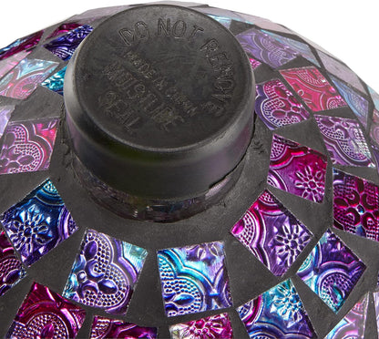 Alpine Corporation 10" Diameter Indoor/Outdoor Glass Mosaic Gazing Globe Yard Decoration, Purple Embossed Tile