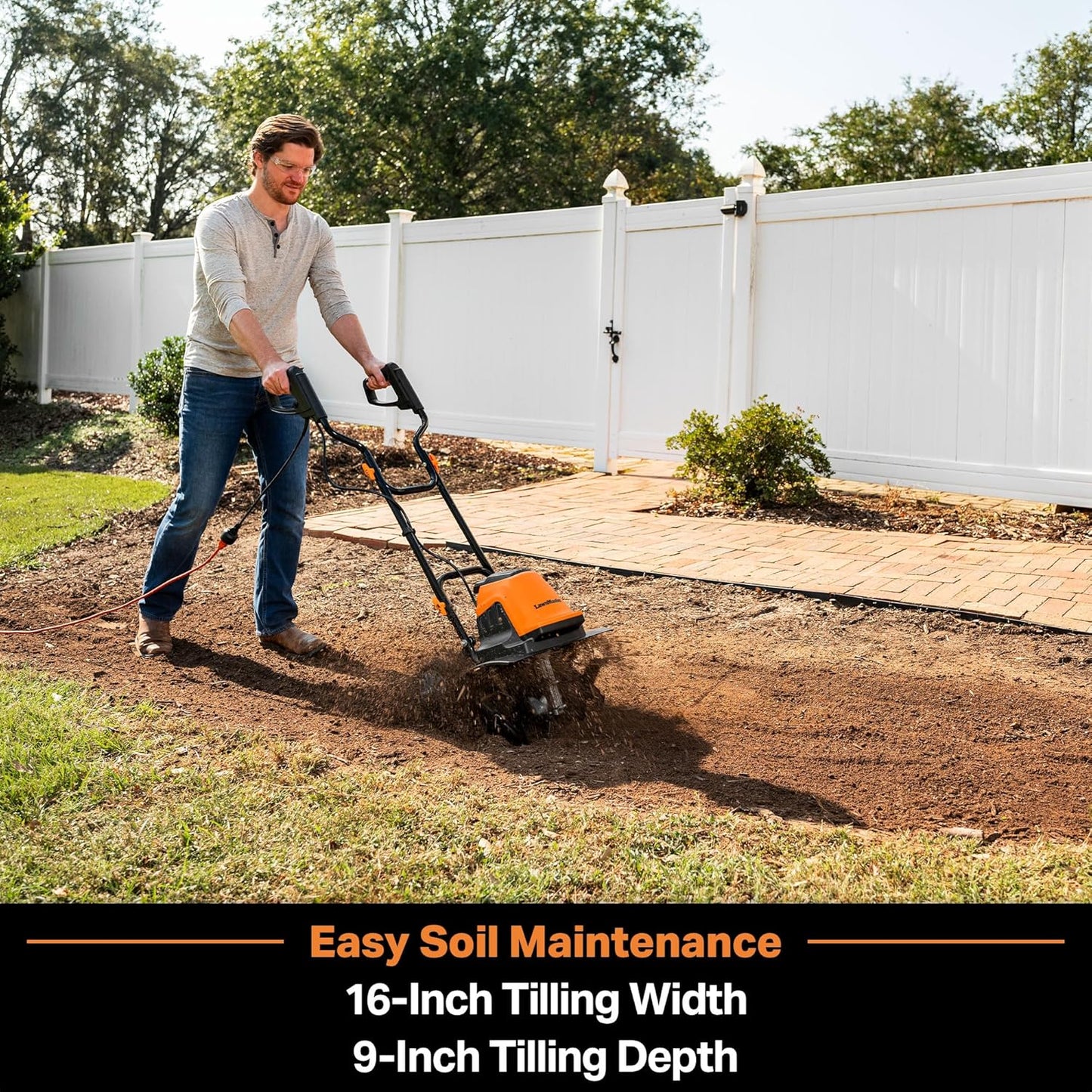 LawnMaster TE1016M Electric Tiller 12-Amp, 16-Inch