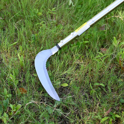 Weeding Sickle, Steel Grass Sickle with Serrated Double-Edged Blade, Telescoping Grass Whip, Stand up Weeding Grass Sickle, Lightweight Sickle Garden Tool Long Handle for Garden, Yard