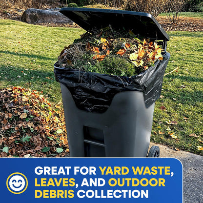 64-65 Gallon Trash Bags Heavy Duty with Flap Ties Extra Large Garbage Bags 2 Mil Outdoor Trash Bags 43 x 49 Trash Can Liners, Black Pack of 120, 6 Boxes of 20 Bags