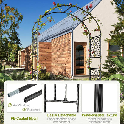 Metal Garden Arbor, Garden Arch Trellis for Climbing Plants, Decorative Archway Wedding Arch Frame for Patio, Backyard, Patio, Lawn, Pathway, Black