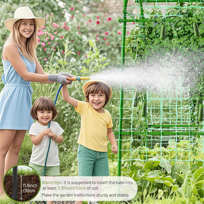 Extra Tall Metal Arch Trellis, 71X71 inch U-Shape Garden Trellis with Netting, Rust-Resistant PE Coated Steel Cucumber Trellis for Raised Bed, Vegetables, Fruits, Beans, Green