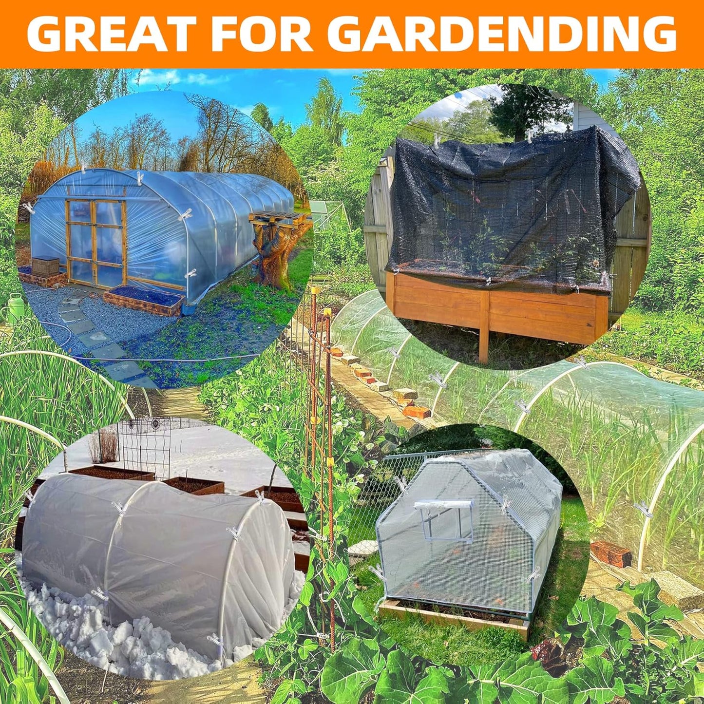 Greenhouse Clips 80 pcs for Garden Netting, Stainless Steel Garden Clips with Strong Grip keep Plant Cover or Shade Cloth securely, Garden Clamps Use on 3/8″, 1/2″, 3/4″ Hoops